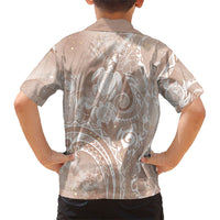 Aloha Hawaii Turtles Floral Family Matching Tank Maxi Dress and Hawaiian Shirt Taupe Marbles Glaze