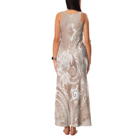 Aloha Hawaii Turtles Floral Family Matching Tank Maxi Dress and Hawaiian Shirt Taupe Marbles Glaze