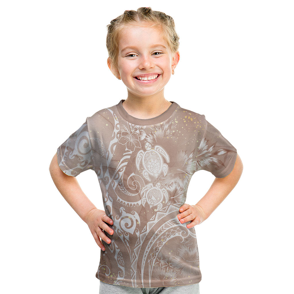 Aloha Hawaii Turtles Floral Kid T Shirt Taupe Marbles Glaze