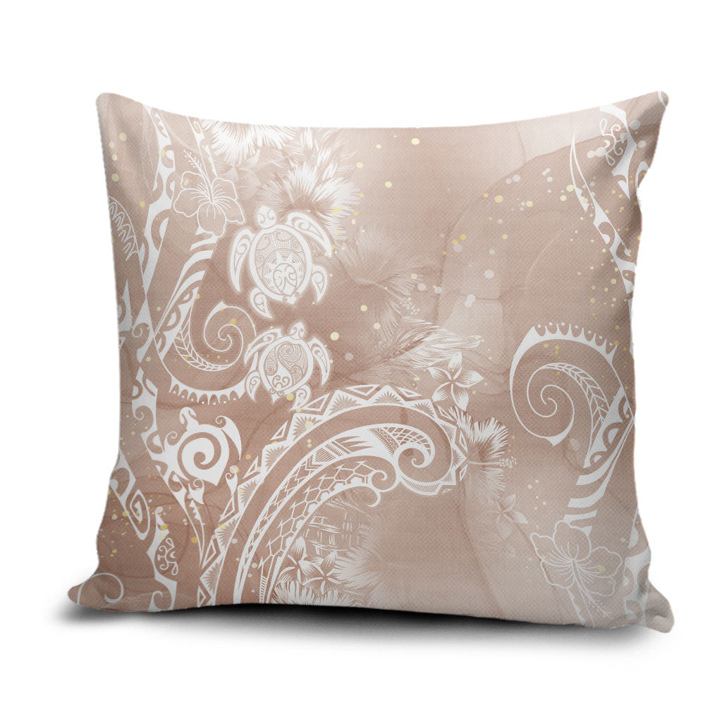 Aloha Hawaii Turtles Floral Pillow Cover Taupe Marbles Glaze