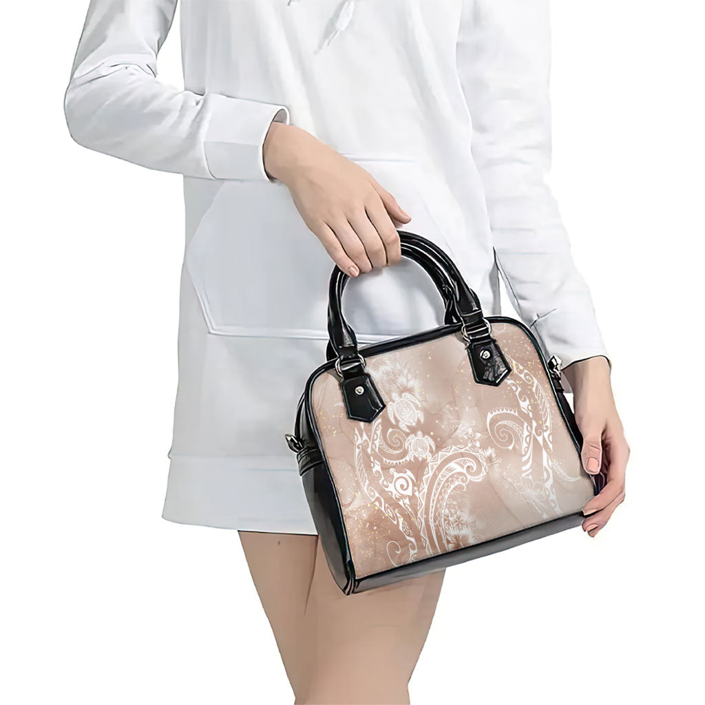 Aloha Hawaii Turtles Floral Shoulder Handbag Taupe Marbles Glaze
