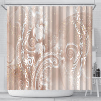 Aloha Hawaii Turtles Floral Shower Curtain Taupe Marbles Glaze