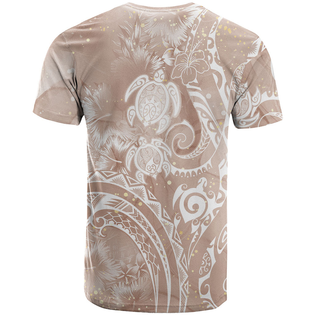 Aloha Hawaii Turtles Floral T Shirt Taupe Marbles Glaze
