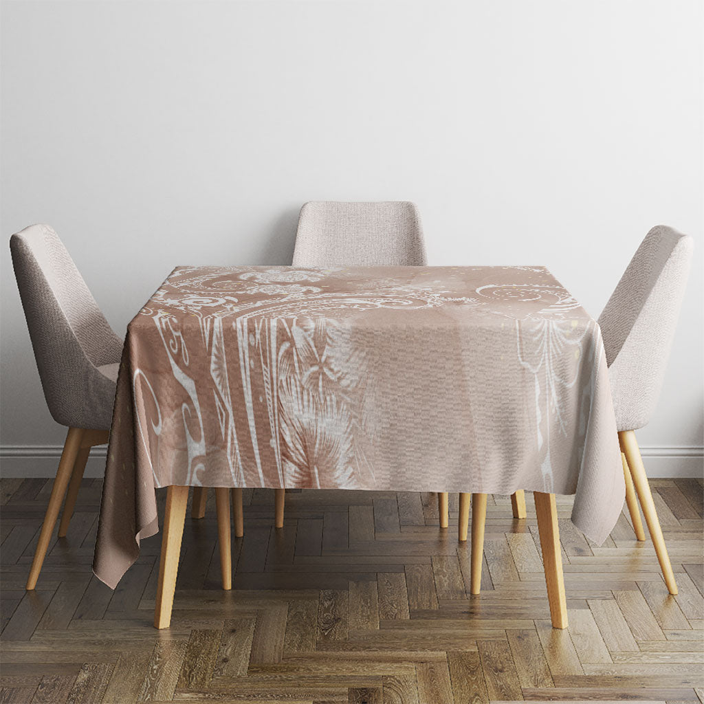Aloha Hawaii Turtles Floral Tablecloth Taupe Marbles Glaze