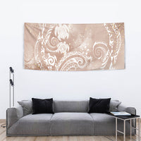 Aloha Hawaii Turtles Floral Tapestry Taupe Marbles Glaze