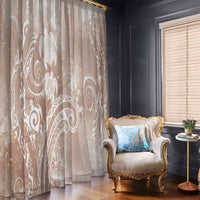 Aloha Hawaii Turtles Floral Window Curtain Taupe Marbles Glaze