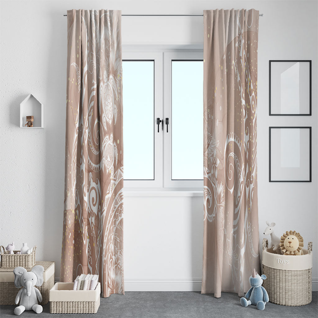 Aloha Hawaii Turtles Floral Window Curtain Taupe Marbles Glaze