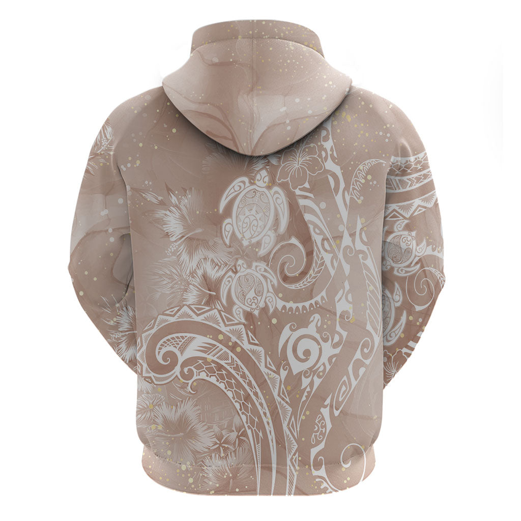 Aloha Hawaii Turtles Floral Zip Hoodie Taupe Marbles Glaze