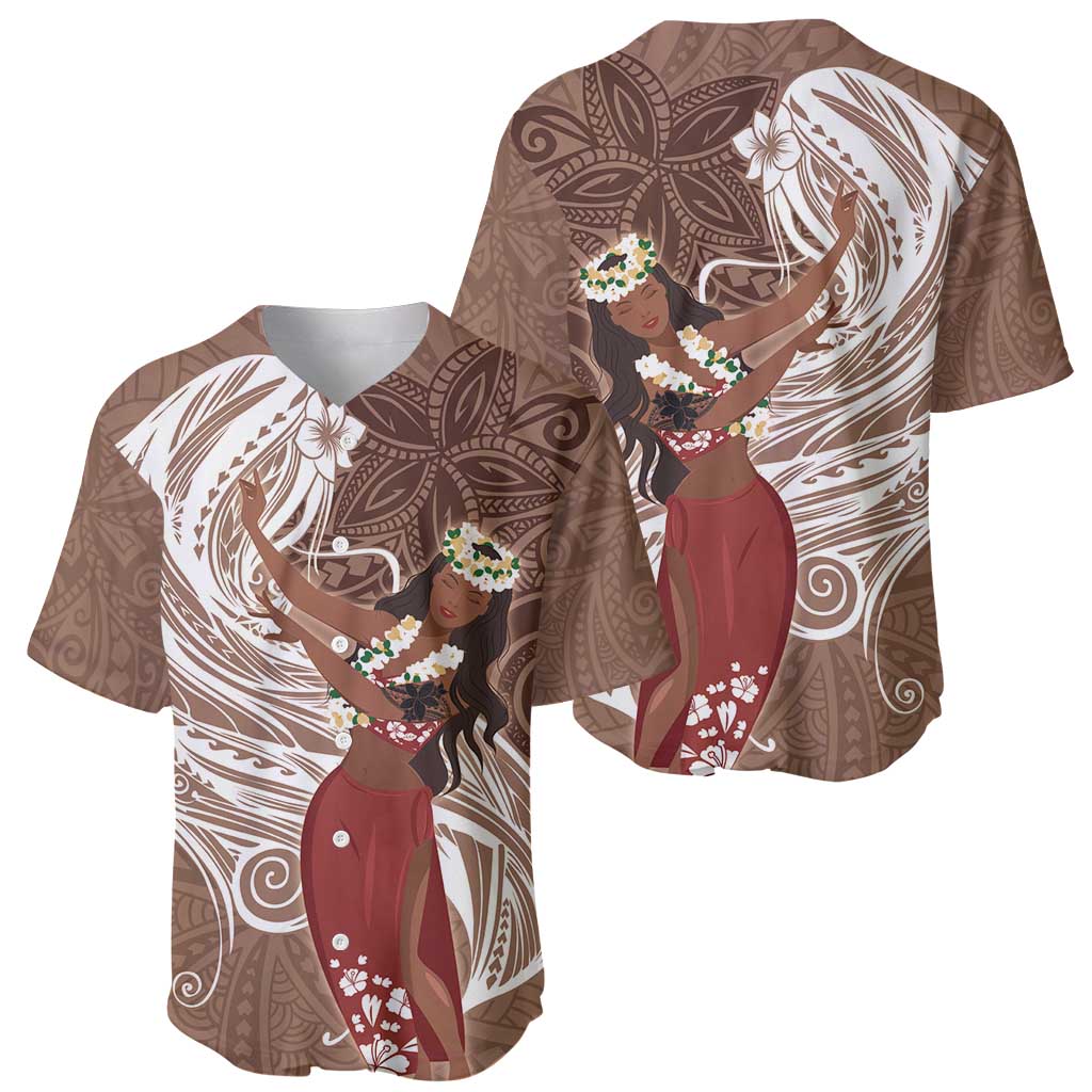 Tahiti Islands Polynesian Plumeria Baseball Jersey Tahitian Vahine 'Ote'a - Beige
