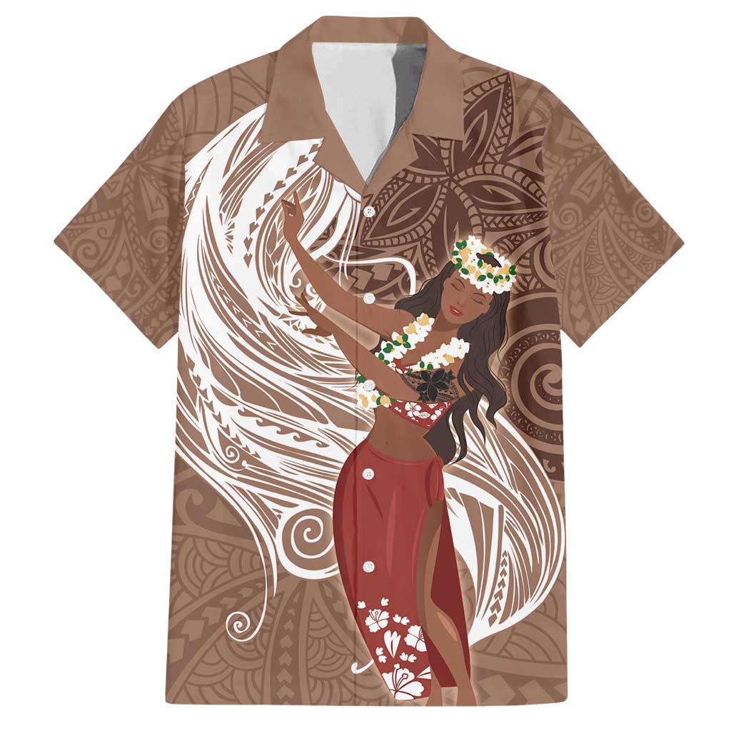 Tahiti Islands Polynesian Plumeria Family Matching Long Sleeve Bodycon Dress and Hawaiian Shirt Tahitian Vahine 'Ote'a - Beige LT7 Dad's Shirt - Short Sleeve Beige - Polynesian Pride