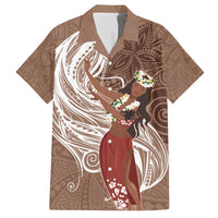 Tahiti Islands Polynesian Plumeria Family Matching Summer Maxi Dress and Hawaiian Shirt Tahitian Vahine 'Ote'a - Beige LT7 Dad's Shirt - Short Sleeve Beige - Polynesian Pride