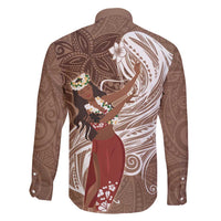 Tahiti Islands Polynesian Plumeria Family Matching Tank Maxi Dress and Hawaiian Shirt Tahitian Vahine 'Ote'a - Beige