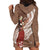 Tahiti Islands Polynesian Plumeria Hoodie Dress Tahitian Vahine 'Ote'a - Beige