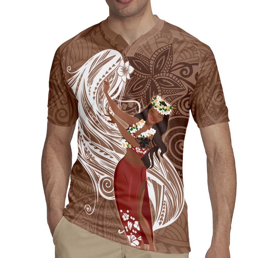 Tahiti Islands Polynesian Plumeria Rugby Jersey Tahitian Vahine 'Ote'a - Beige