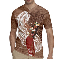 Tahiti Islands Polynesian Plumeria Rugby Jersey Tahitian Vahine 'Ote'a - Beige