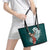 Tahiti Islands Polynesian Plumeria Leather Tote Bag Tahitian Vahine 'Ote'a - Teal