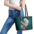 Tahiti Islands Polynesian Plumeria Leather Tote Bag Tahitian Vahine 'Ote'a - Teal