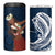 Tahiti Islands Polynesian Plumeria 4 in 1 Can Cooler Tumbler Tahitian Vahine 'Ote'a - Navy Blue