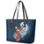 Tahiti Islands Polynesian Plumeria Leather Tote Bag Tahitian Vahine 'Ote'a - Navy Blue