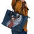 Tahiti Islands Polynesian Plumeria Leather Tote Bag Tahitian Vahine 'Ote'a - Navy Blue