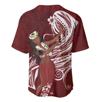 Tahiti Islands Polynesian Plumeria Baseball Jersey Tahitian Vahine 'Ote'a - Scarlet