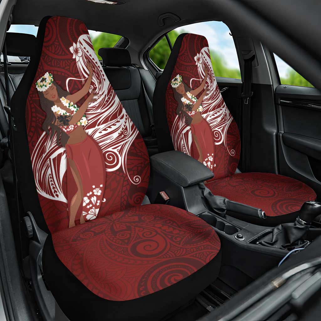 Tahiti Islands Polynesian Plumeria Car Seat Cover Tahitian Vahine 'Ote'a - Scarlet LT7 One Size Red - Polynesian Pride
