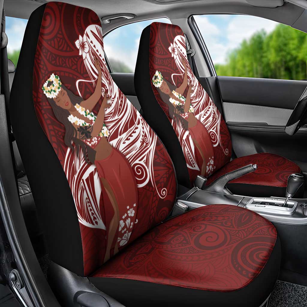 Tahiti Islands Polynesian Plumeria Car Seat Cover Tahitian Vahine 'Ote'a - Scarlet LT7 - Polynesian Pride