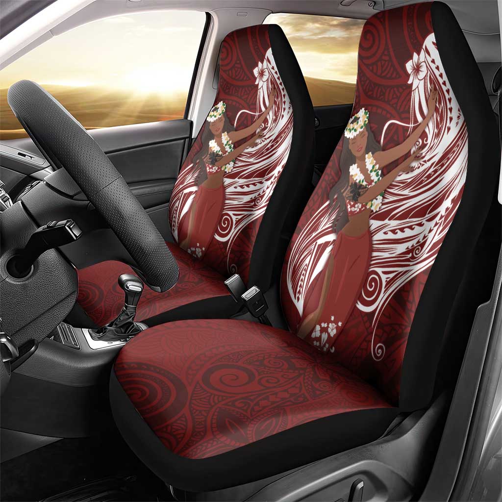 Tahiti Islands Polynesian Plumeria Car Seat Cover Tahitian Vahine 'Ote'a - Scarlet LT7 - Polynesian Pride