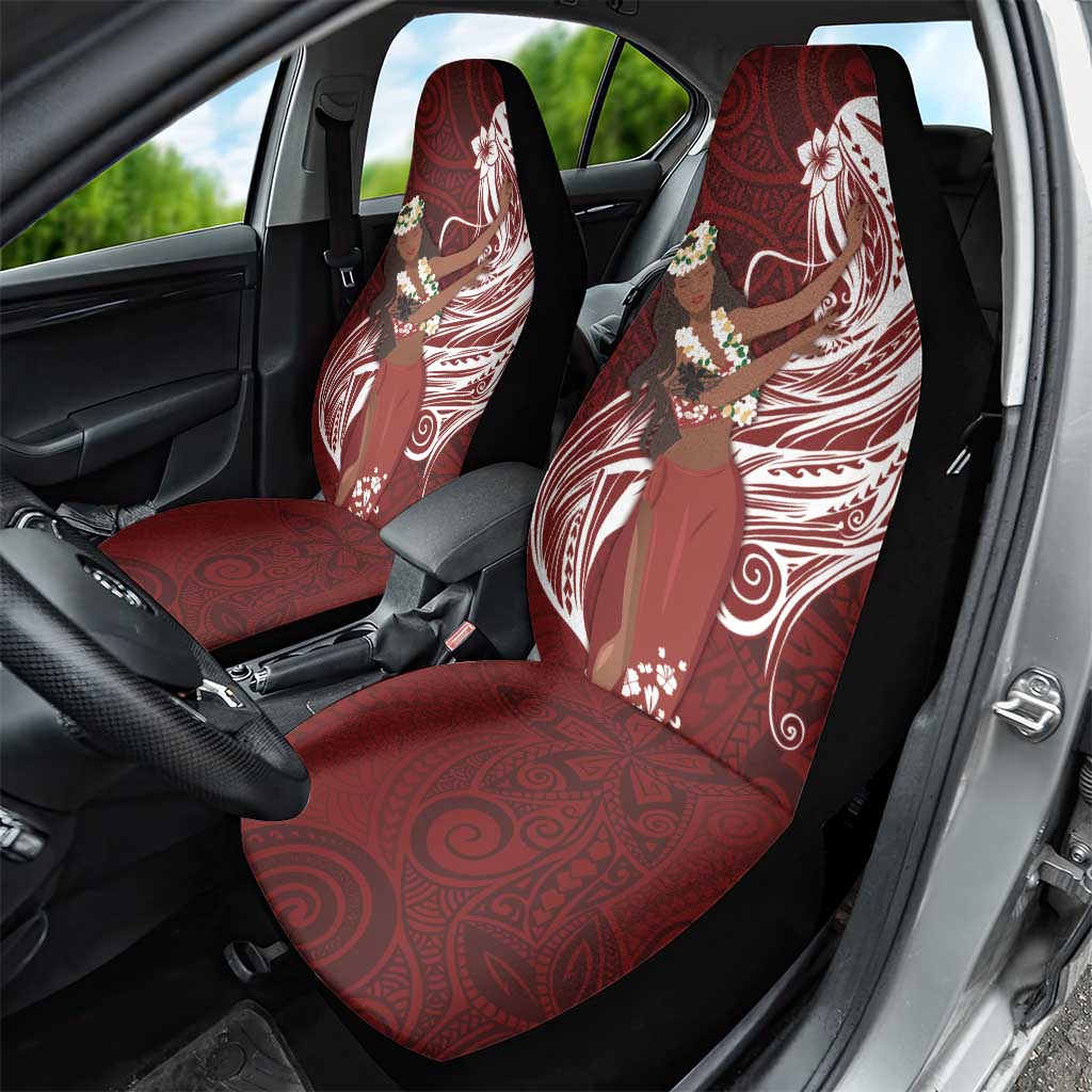 Tahiti Islands Polynesian Plumeria Car Seat Cover Tahitian Vahine 'Ote'a - Scarlet LT7 - Polynesian Pride
