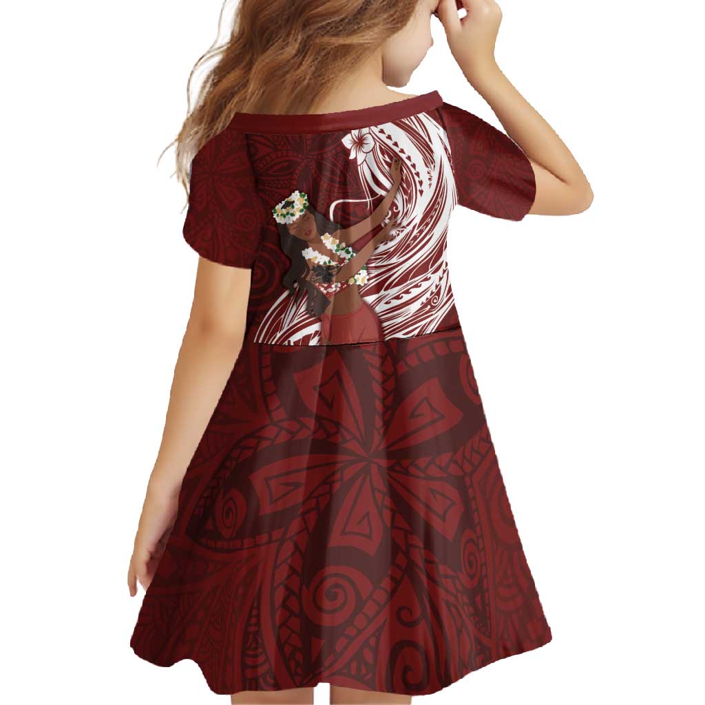 Tahiti Islands Polynesian Plumeria Family Matching Long Sleeve Bodycon Dress and Hawaiian Shirt Tahitian Vahine 'Ote'a - Scarlet LT7 - Polynesian Pride