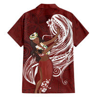 Tahiti Islands Polynesian Plumeria Family Matching Long Sleeve Bodycon Dress and Hawaiian Shirt Tahitian Vahine 'Ote'a - Scarlet LT7 - Polynesian Pride