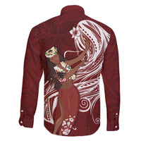 Tahiti Islands Polynesian Plumeria Family Matching Puletasi and Hawaiian Shirt Tahitian Vahine 'Ote'a - Scarlet LT7 - Polynesian Pride