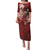 Tahiti Islands Polynesian Plumeria Family Matching Puletasi and Hawaiian Shirt Tahitian Vahine 'Ote'a - Scarlet