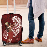 Tahiti Islands Polynesian Plumeria Luggage Cover Tahitian Vahine 'Ote'a - Scarlet LT7 Red - Polynesian Pride
