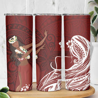 Tahiti Islands Polynesian Plumeria Skinny Tumbler Tahitian Vahine 'Ote'a - Scarlet