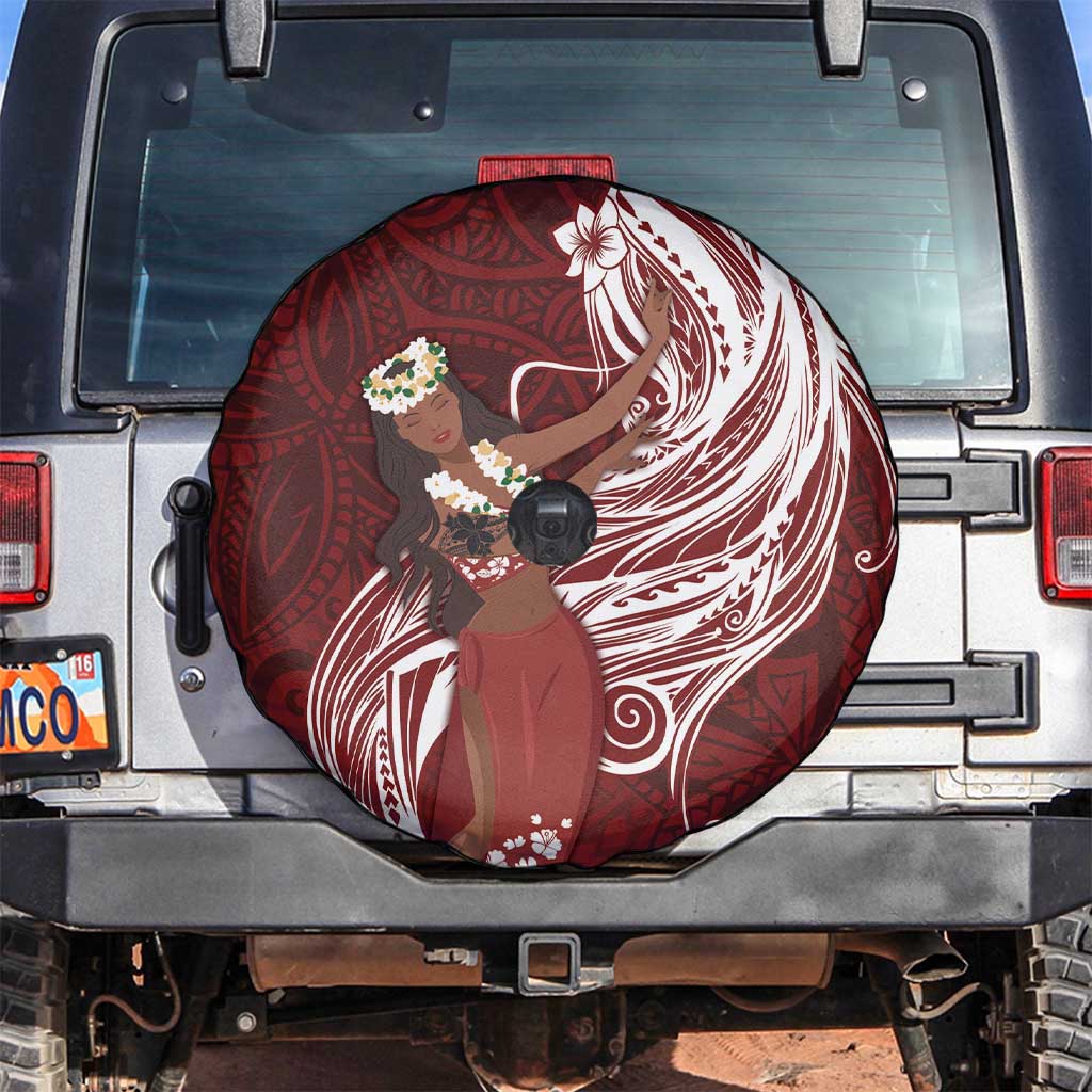 Tahiti Islands Polynesian Plumeria Spare Tire Cover Tahitian Vahine 'Ote'a - Scarlet LT7 Red - Polynesian Pride