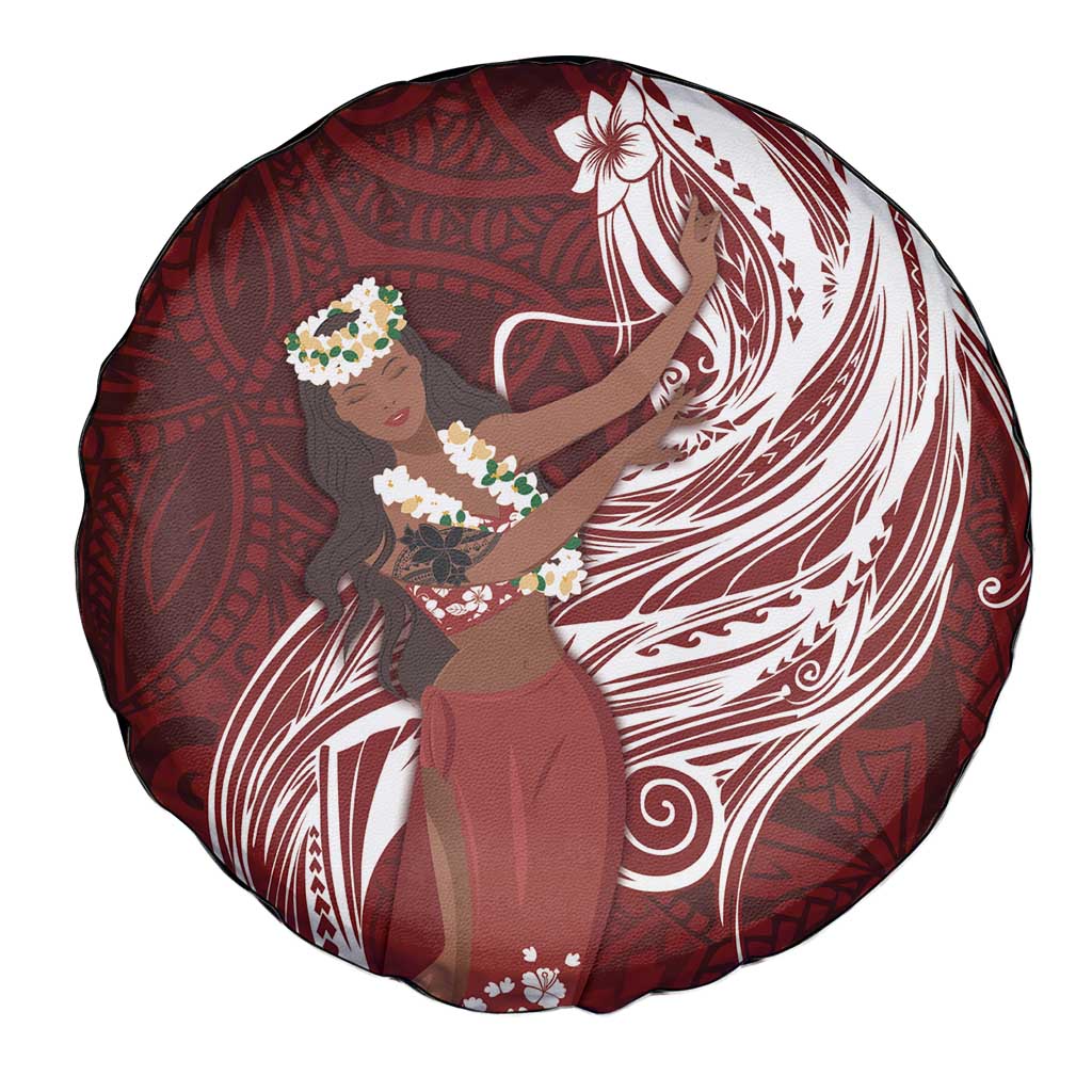 Tahiti Islands Polynesian Plumeria Spare Tire Cover Tahitian Vahine 'Ote'a - Scarlet LT7 - Polynesian Pride