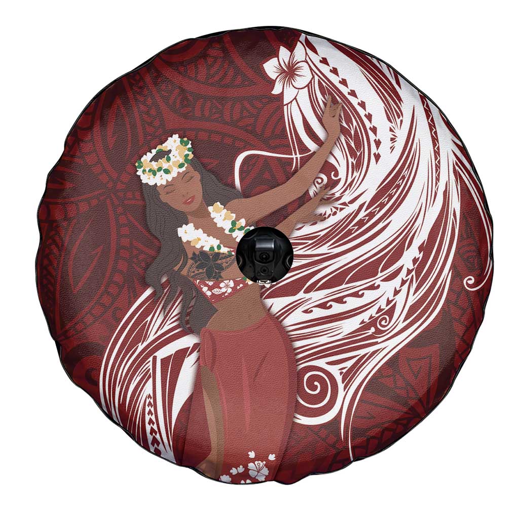 Tahiti Islands Polynesian Plumeria Spare Tire Cover Tahitian Vahine 'Ote'a - Scarlet LT7 - Polynesian Pride