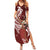 Tahiti Islands Polynesian Plumeria Summer Maxi Dress Tahitian Vahine 'Ote'a - Scarlet