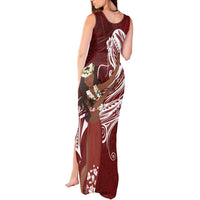 Tahiti Islands Polynesian Plumeria Tank Maxi Dress Tahitian Vahine 'Ote'a - Scarlet LT7 - Polynesian Pride