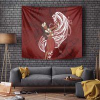 Tahiti Islands Polynesian Plumeria Tapestry Tahitian Vahine 'Ote'a - Scarlet