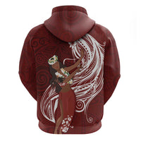 Tahiti Islands Polynesian Plumeria Zip Hoodie Tahitian Vahine 'Ote'a - Scarlet LT7 - Polynesian Pride