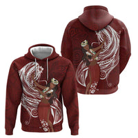 Tahiti Islands Polynesian Plumeria Zip Hoodie Tahitian Vahine 'Ote'a - Scarlet LT7 - Polynesian Pride
