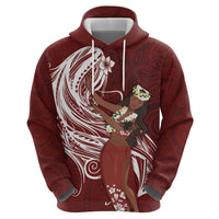 Tahiti Islands Polynesian Plumeria Zip Hoodie Tahitian Vahine 'Ote'a - Scarlet LT7 - Polynesian Pride