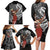 Tahiti Islands Polynesian Plumeria Family Matching Long Sleeve Bodycon Dress and Hawaiian Shirt Tahitian Vahine 'Ote'a - Black