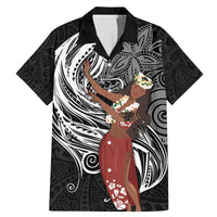 Tahiti Islands Polynesian Plumeria Family Matching Mermaid Dress and Hawaiian Shirt Tahitian Vahine 'Ote'a - Black LT7 Dad's Shirt - Short Sleeve Black - Polynesian Pride