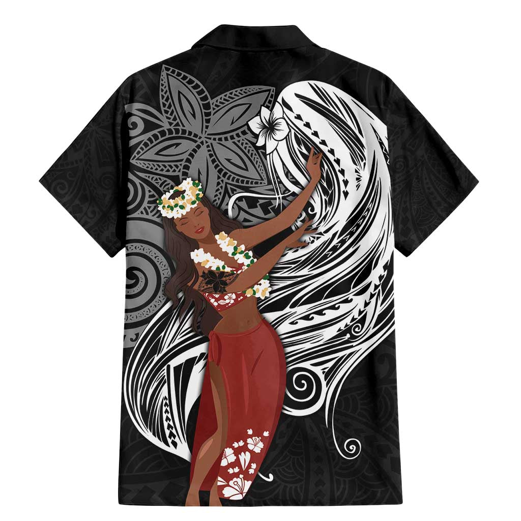 Tahiti Islands Polynesian Plumeria Family Matching Mermaid Dress and Hawaiian Shirt Tahitian Vahine 'Ote'a - Black LT7 - Polynesian Pride