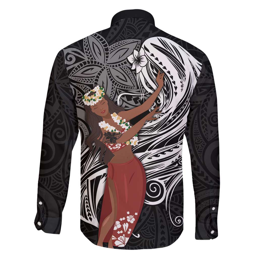Tahiti Islands Polynesian Plumeria Family Matching Mermaid Dress and Hawaiian Shirt Tahitian Vahine 'Ote'a - Black LT7 - Polynesian Pride