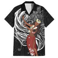 Tahiti Islands Polynesian Plumeria Family Matching Off Shoulder Maxi Dress and Hawaiian Shirt Tahitian Vahine 'Ote'a - Black LT7 Dad's Shirt - Short Sleeve Black - Polynesian Pride