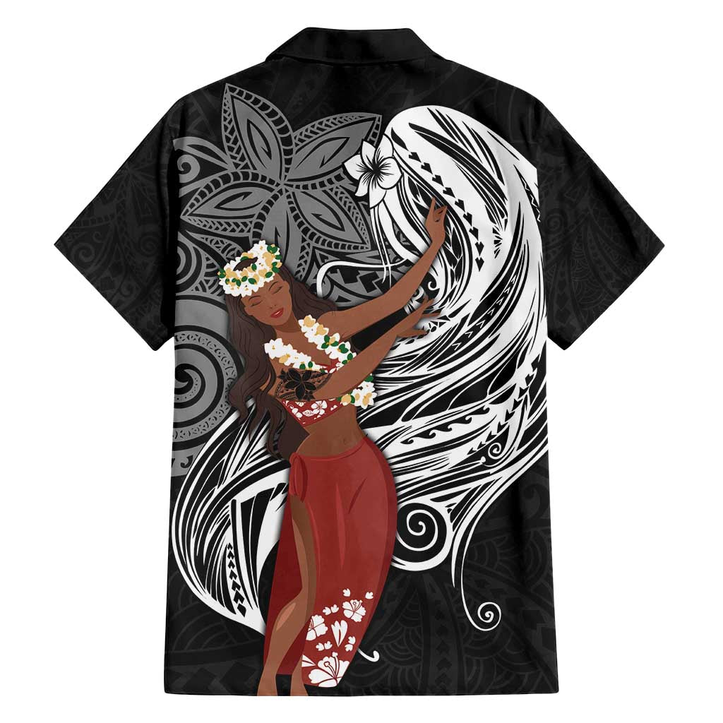 Tahiti Islands Polynesian Plumeria Family Matching Summer Maxi Dress and Hawaiian Shirt Tahitian Vahine 'Ote'a - Black LT7 - Polynesian Pride